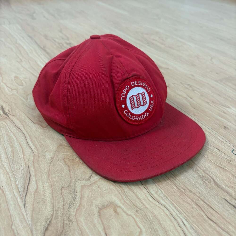 Topo Designs Ranger Hat Red Leather Strap Adjustable Baseball Cap
